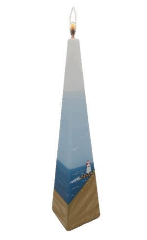 Handgemaakte piramide kaars Vuurtoren groot 60x250