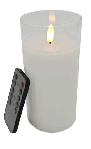LED Stompkaars in glas met afstandsbediening 75x100 mm / Wit