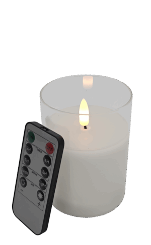 LED Stompkaars Wit In glas met afstandsbediening 75x150 mm