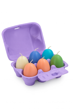 Eierdoosje met 6 paaseieren-kaarsjes in pastel tinten