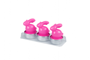 Waxinelicht Paashaas 3 stuks Roze